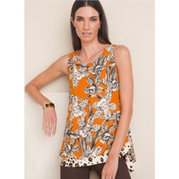 Chicos Reversible Floral Animal Print Tank Top Size 2 US Large 12/14 Orange - Picture 13 of 13